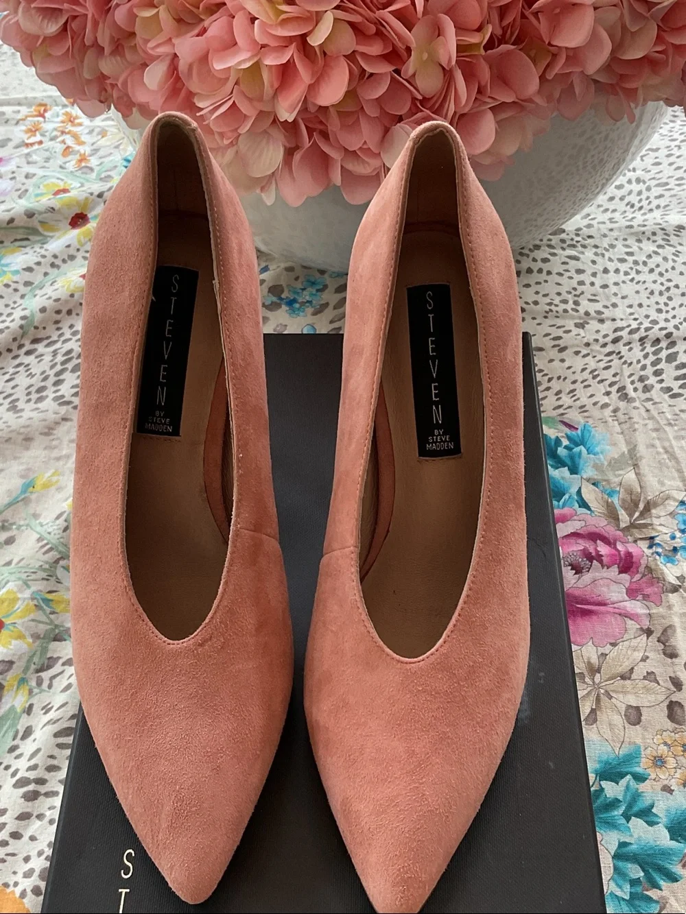 Steven By Steve Madden Aiken Pink Suede Pointed-Toe Heels
